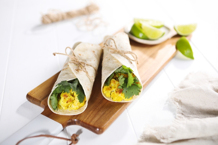 Curried Cauliflower Roti Wrap
