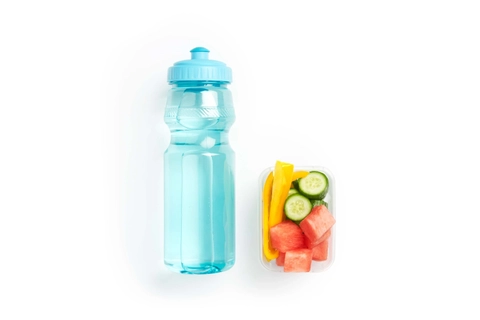 Child's packed lunchbox and water bottle