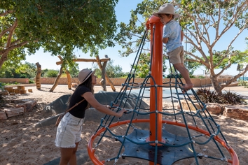 Child on climbing frame